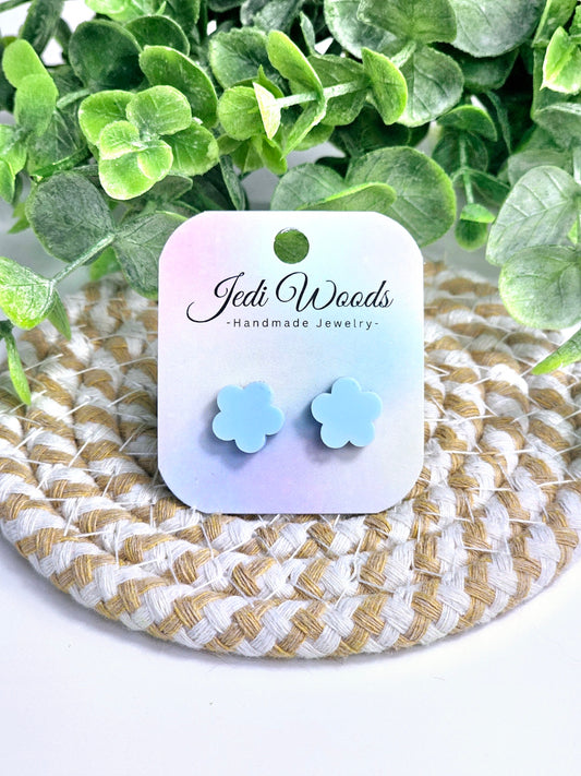 Pastel Blue Flower Studs