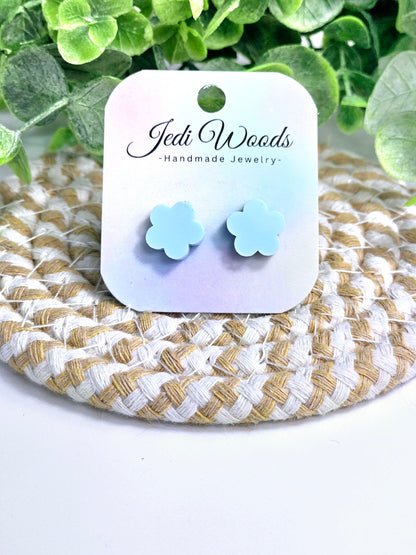 Pastel Blue Flower Studs