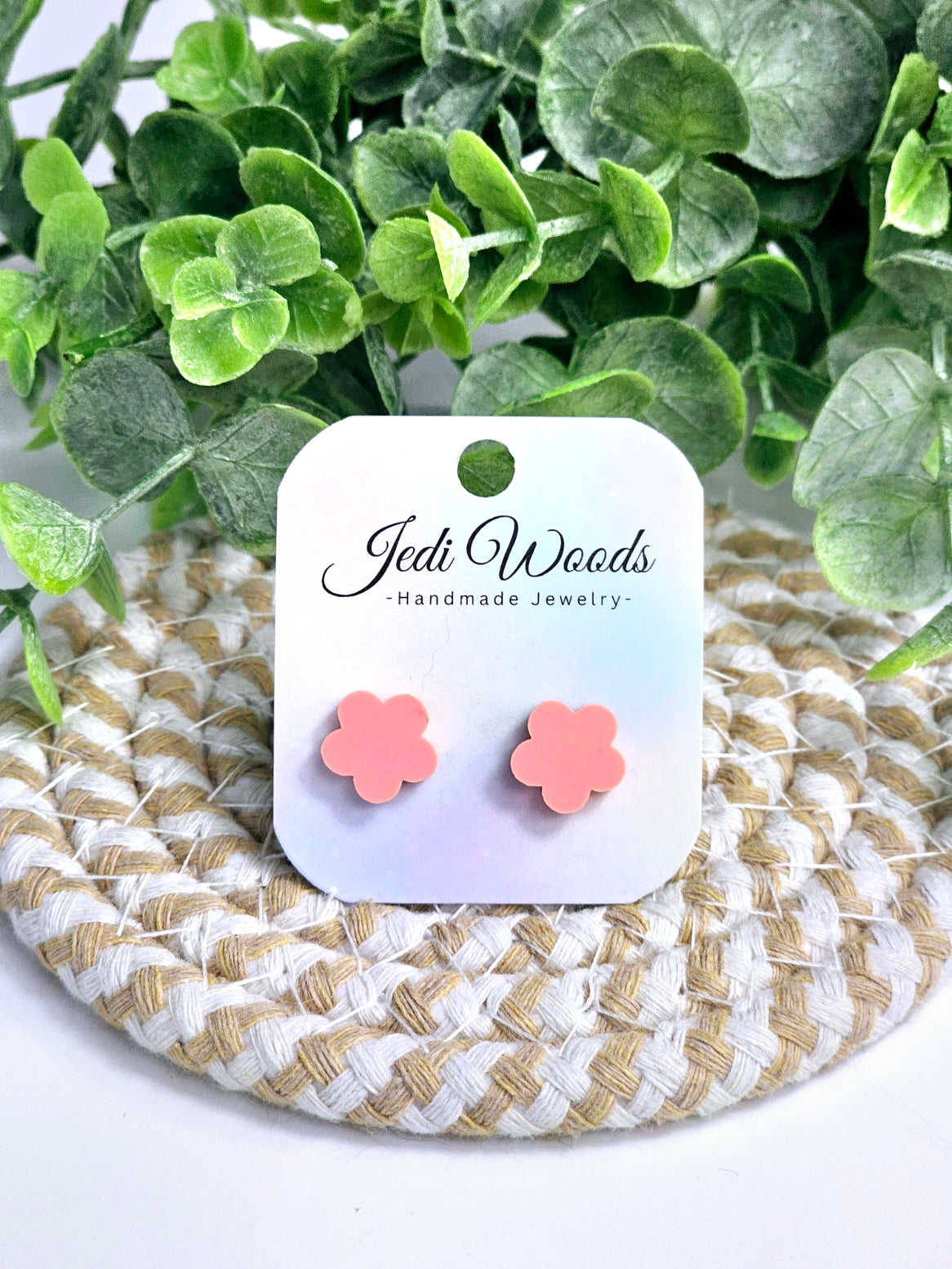 Pastel Red Flower Studs