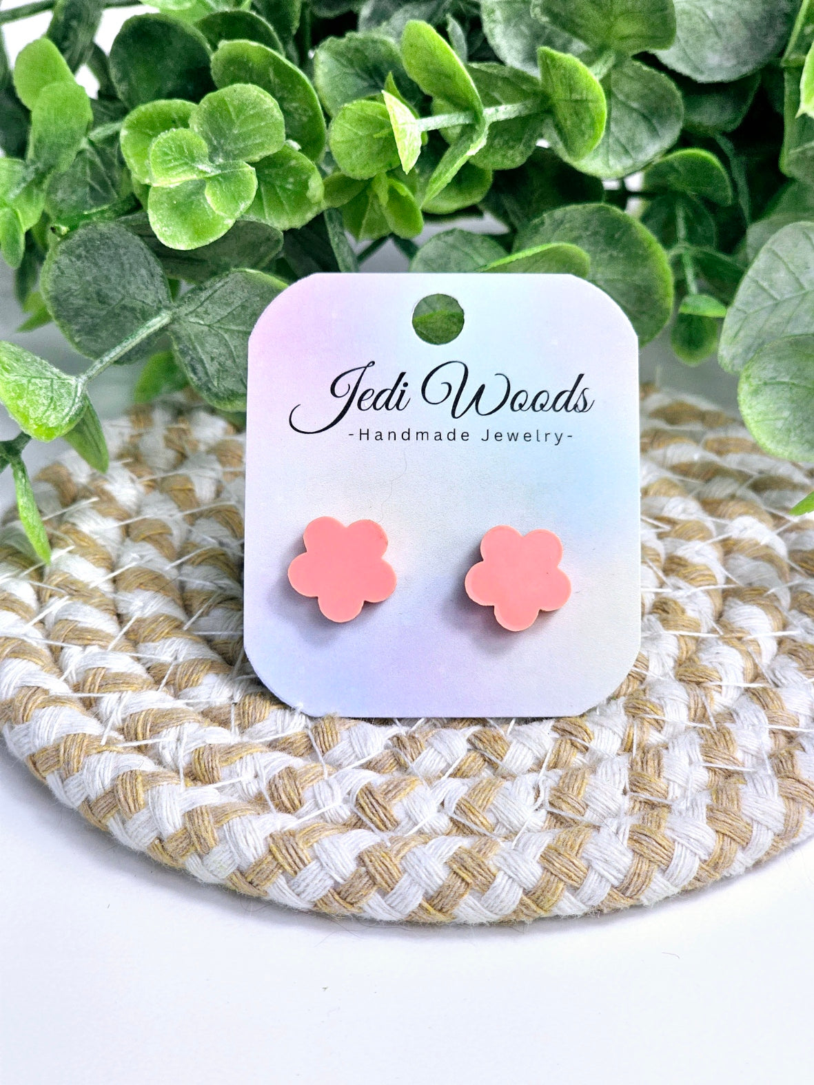 Pastel Red Flower Studs