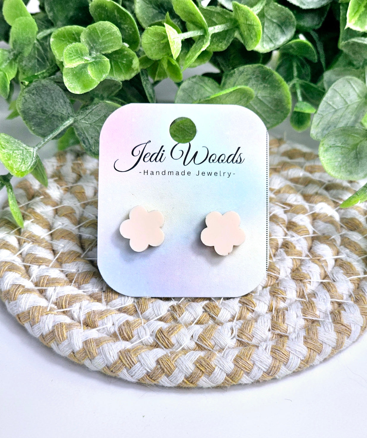 Pastel Orange Flower Studs