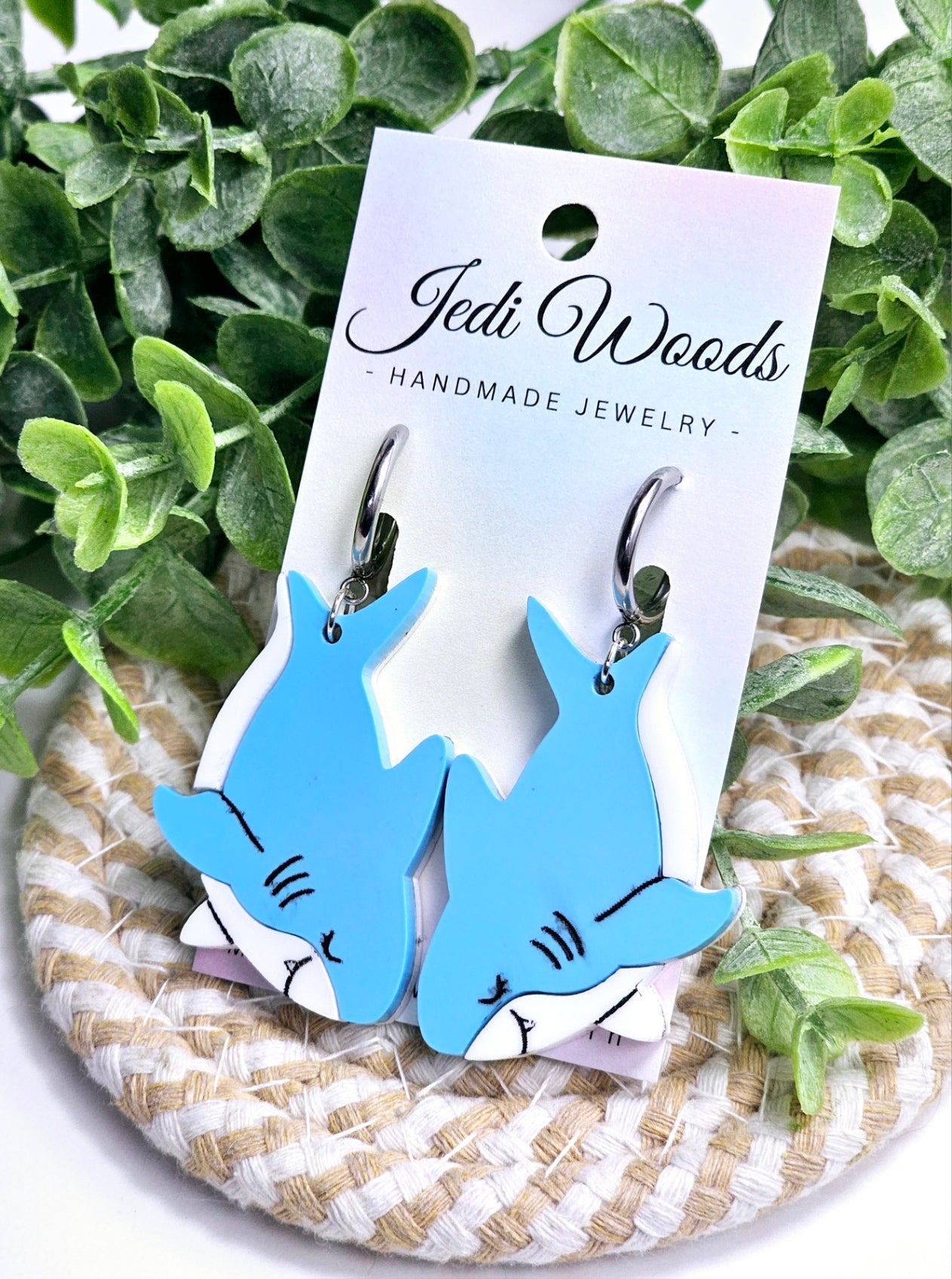 Blue Great White Shark Earrings