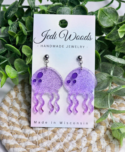 Purple Jellyfish Earrings