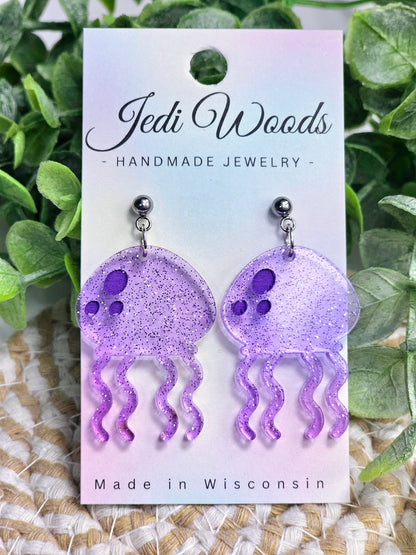 Purple Jellyfish Earrings