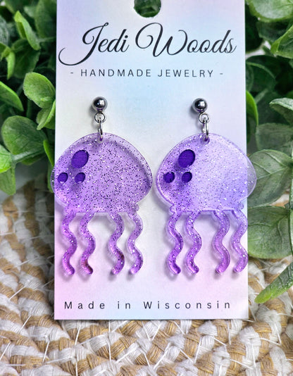 Purple Jellyfish Earrings