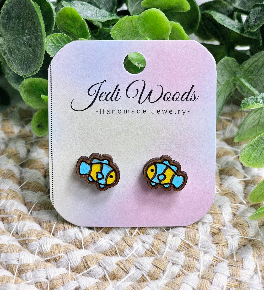 Blue and Yellow Clownfish Studs