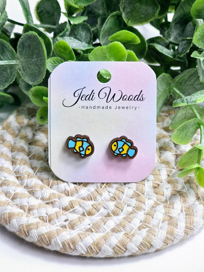 Blue and Yellow Clownfish Studs