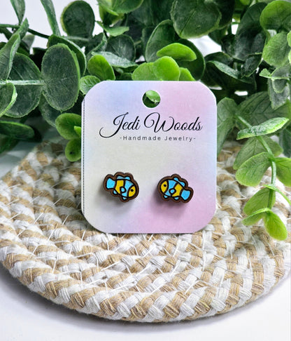 Blue and Yellow Clownfish Studs