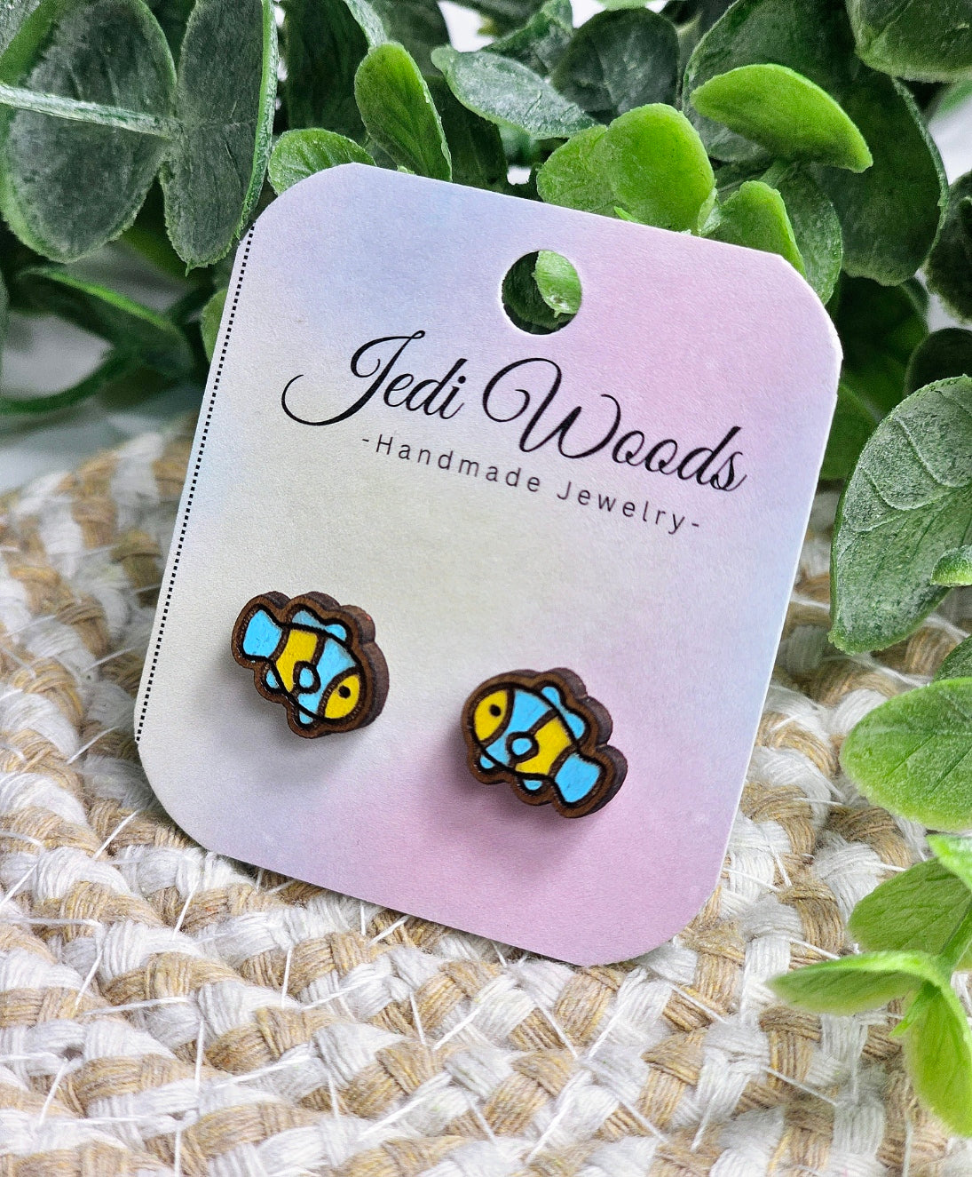 Blue and Yellow Clownfish Studs