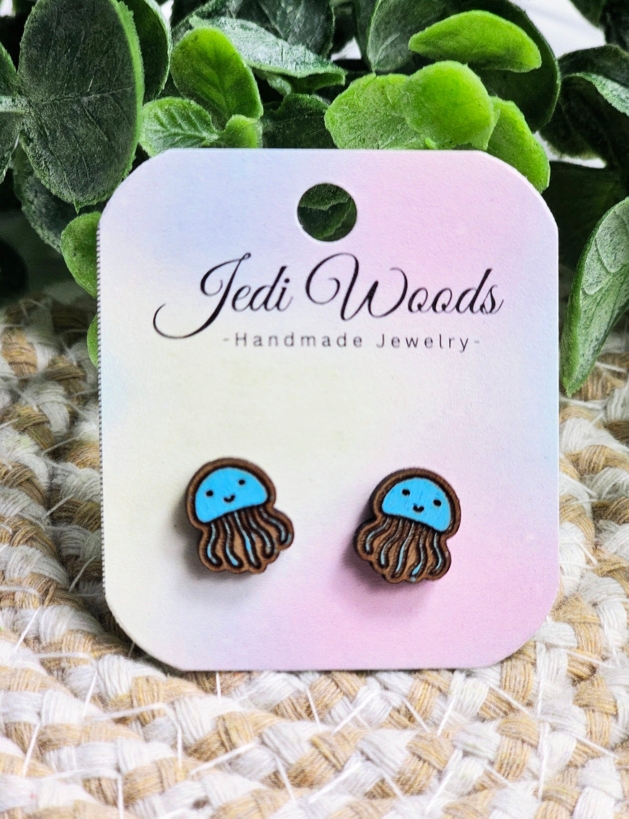 Blue Jelly Fish Stud Earrings