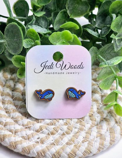 Blue Whale Stud Earrings