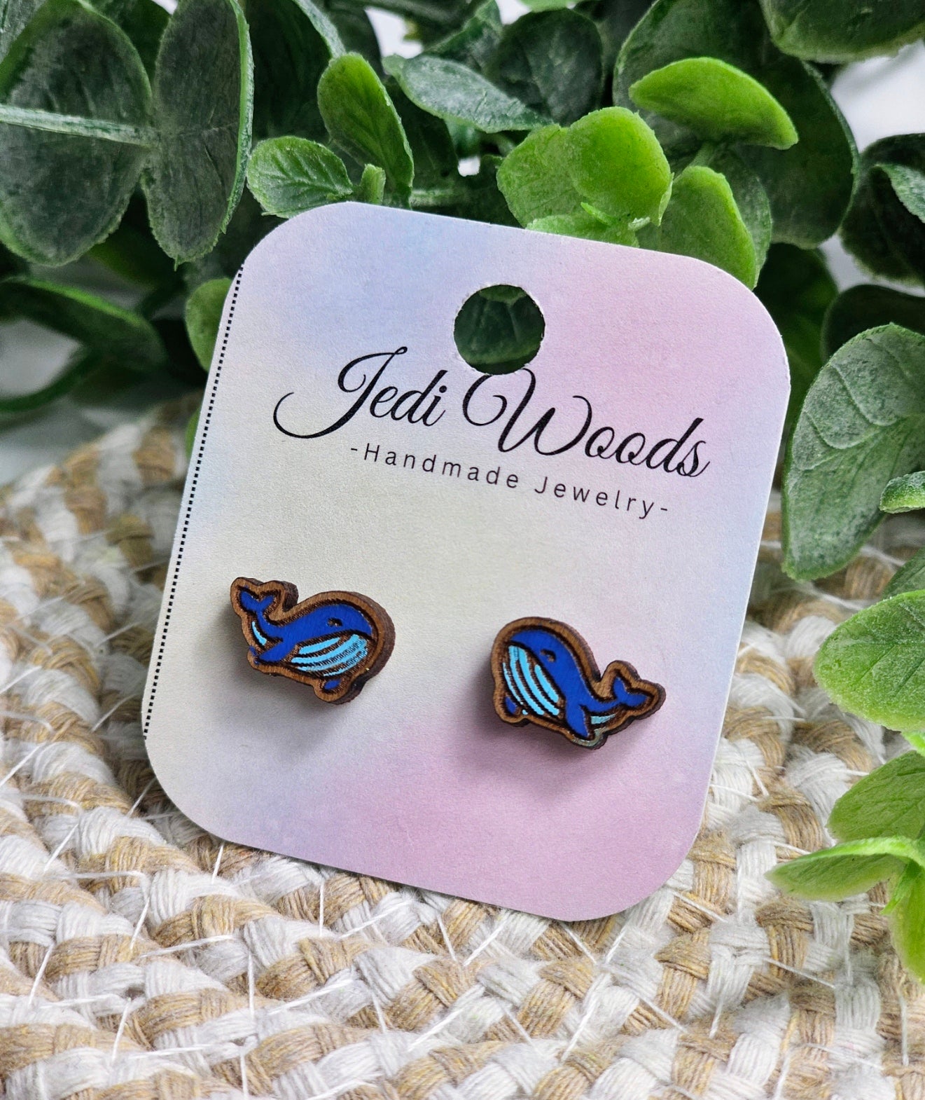 Blue Whale Stud Earrings