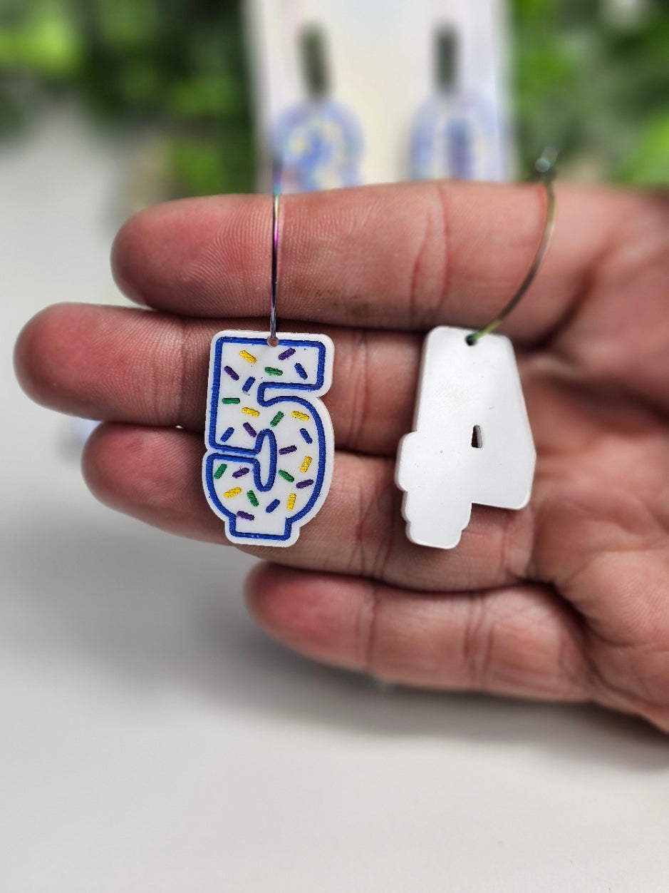 Blue and White Birthday Candle Earrings