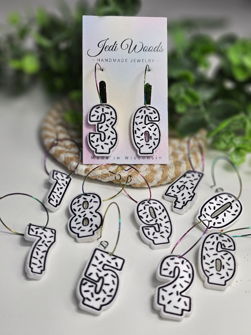 Black and White Birthday Candle Earrings