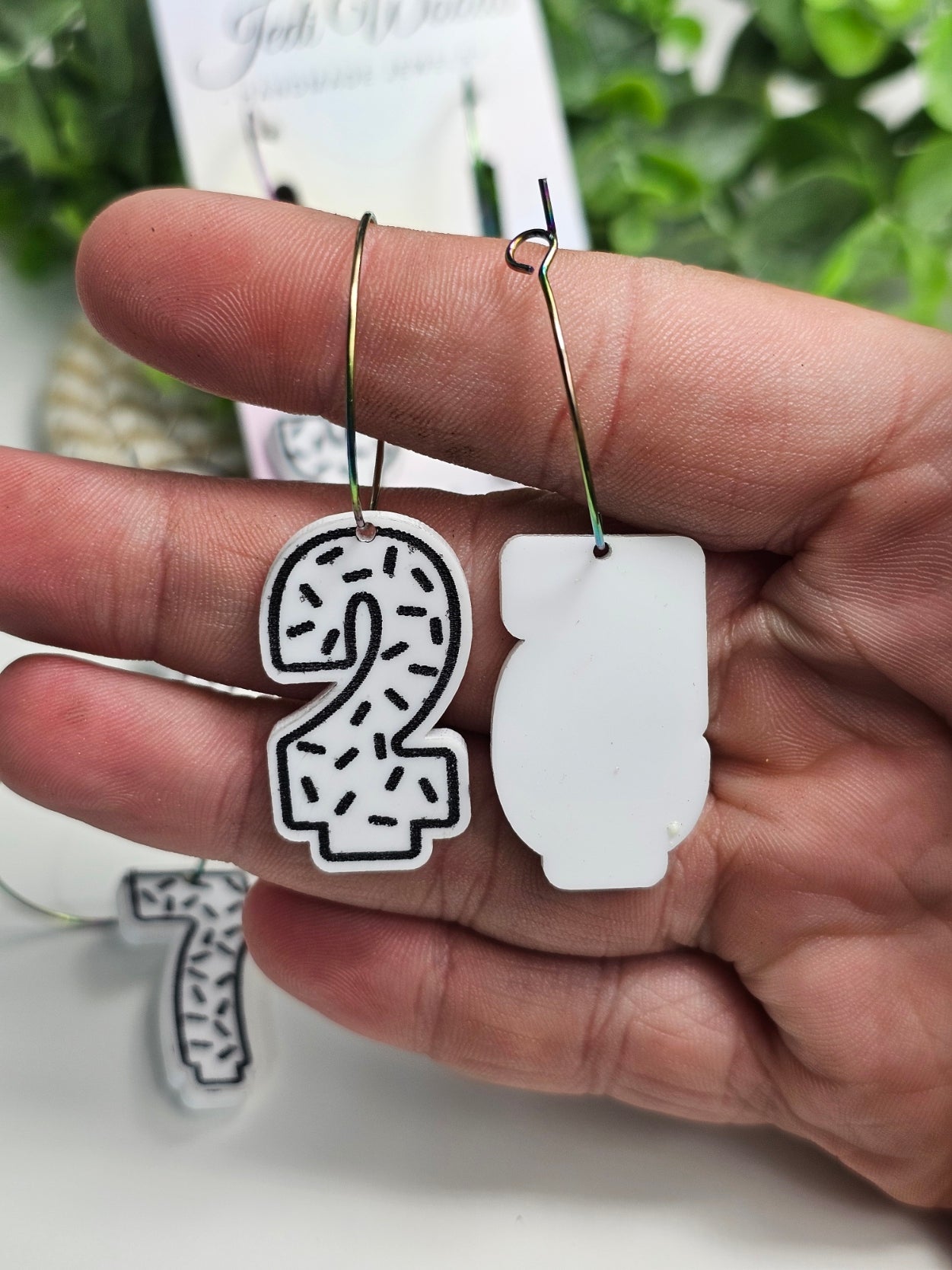 Black and White Birthday Candle Earrings