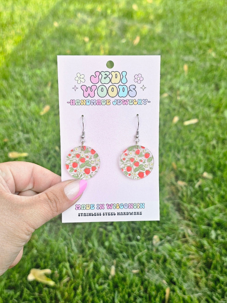 Strawberry Medallion Earrings