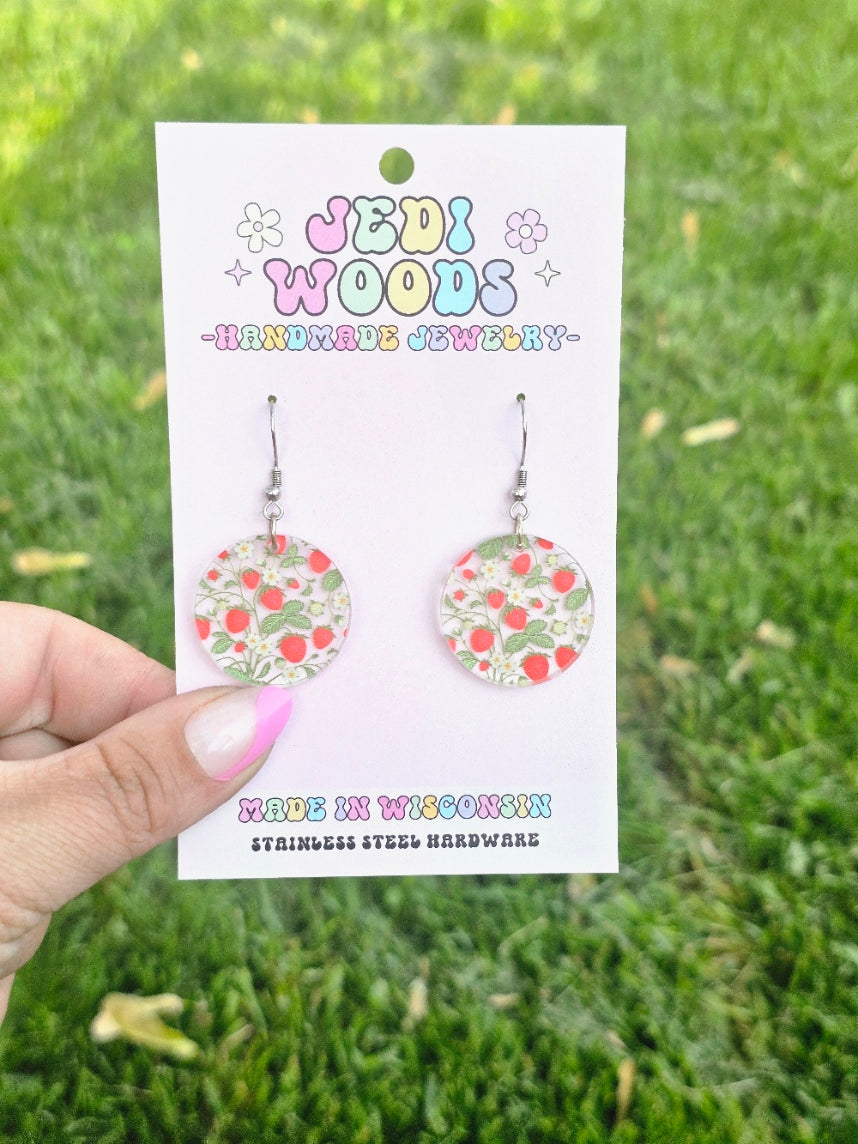 Strawberry Medallion Earrings