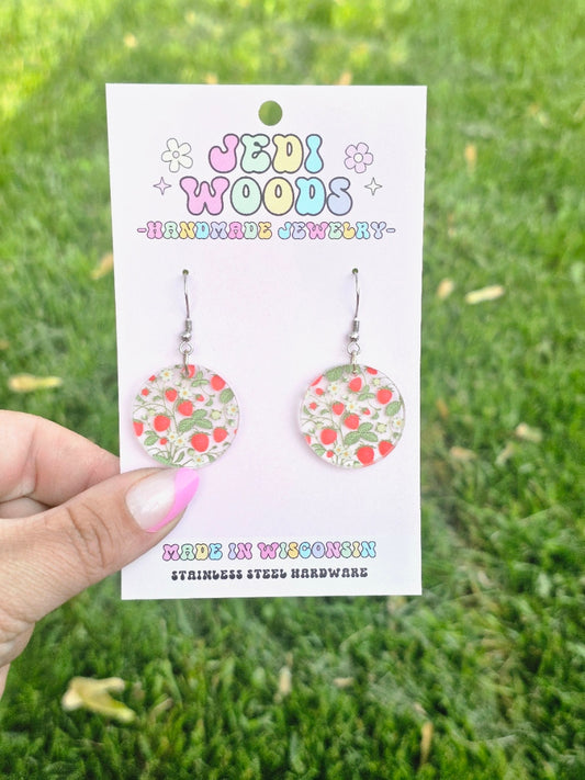 Strawberry Medallion Earrings