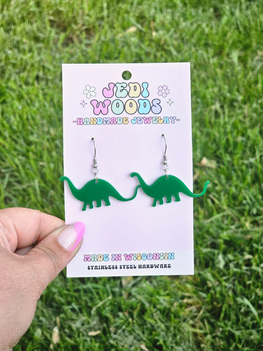 Green Stegosaurus Dinosaur Dangles