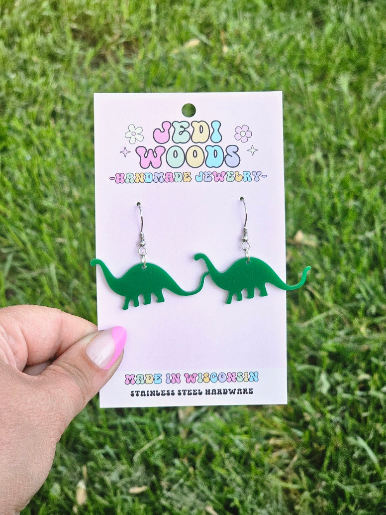 Green Stegosaurus Dinosaur Dangles
