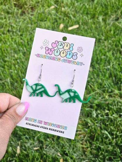 Green Stegosaurus Dinosaur Dangles