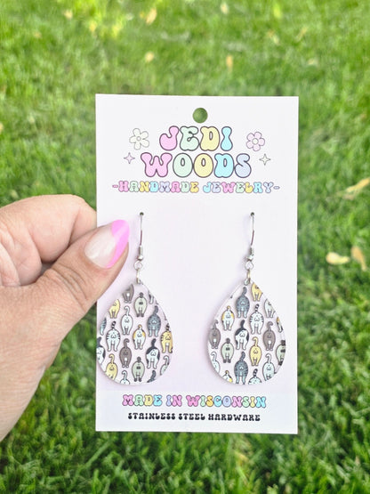 Cat Butts and Nuts Naughty Teardrop Earrings
