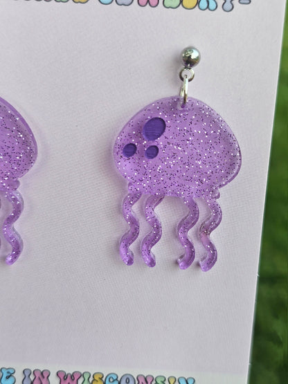 Purple Jellyfish Earrings