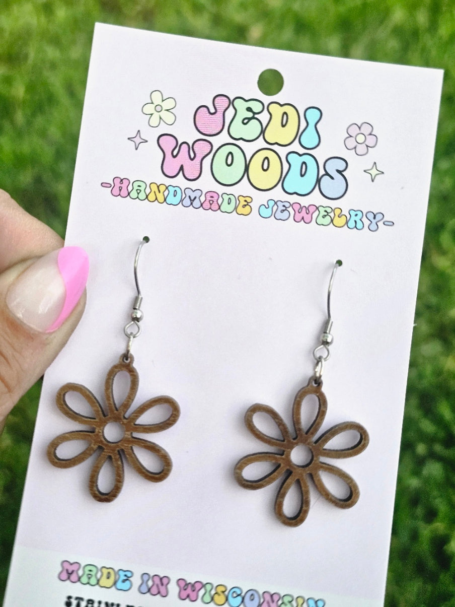 Wooden Daisy Earrings