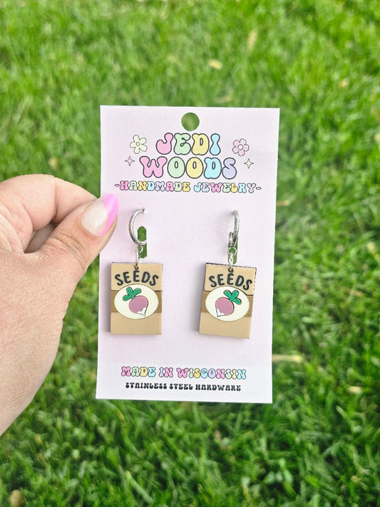 Radish Seed Packet Earrings