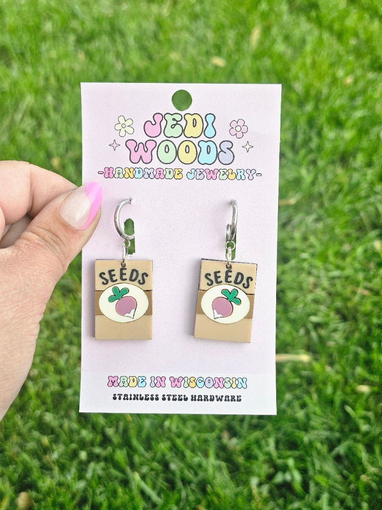 Radish Seed Packet Earrings