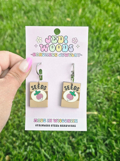 Radish Seed Packet Earrings