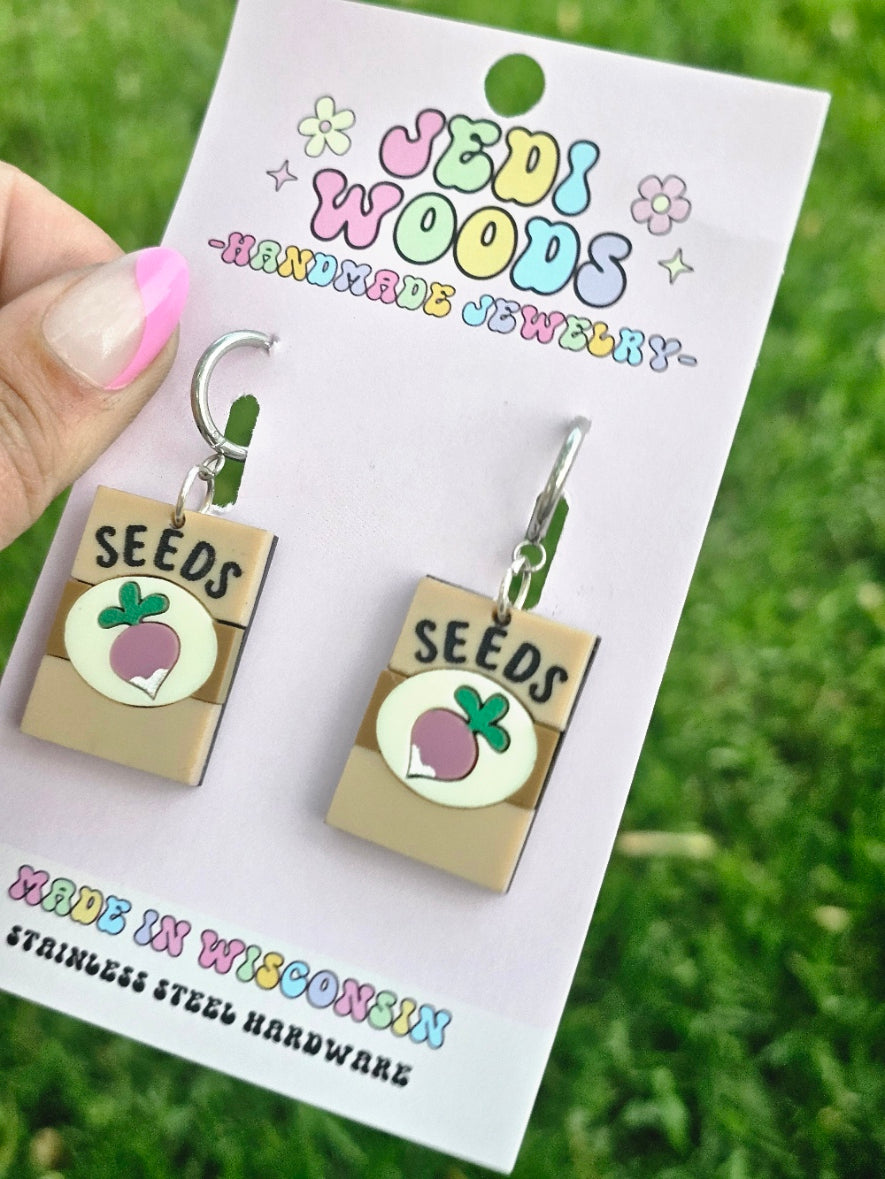 Radish Seed Packet Earrings