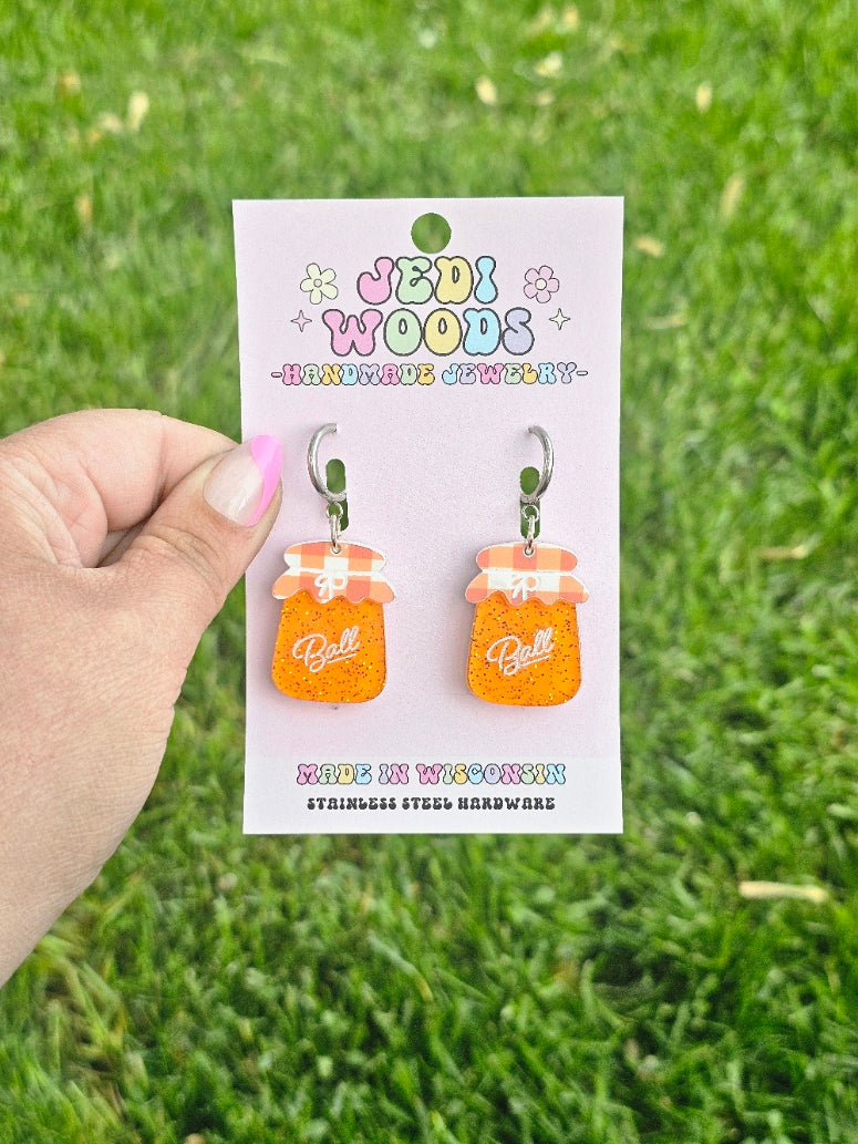 Orange Marmalade Jam Jar Earrings