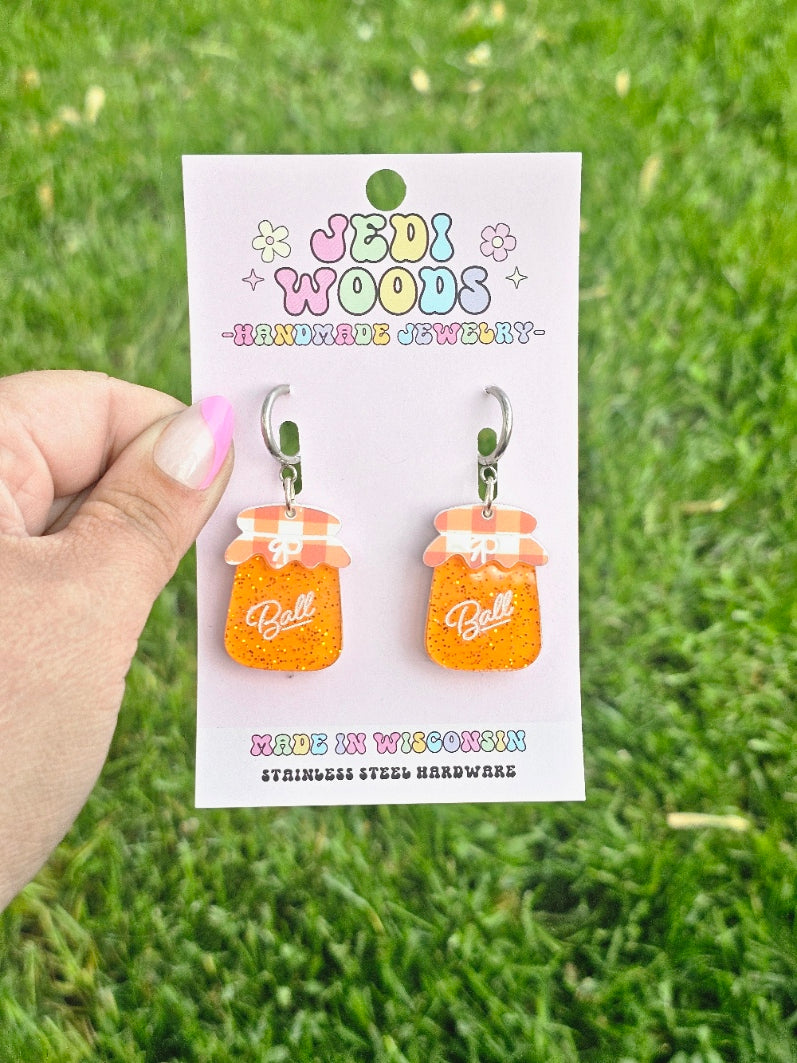Orange Marmalade Jam Jar Earrings