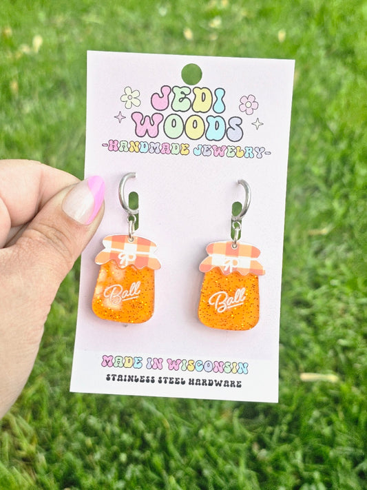 Orange Marmalade Jam Jar Earrings