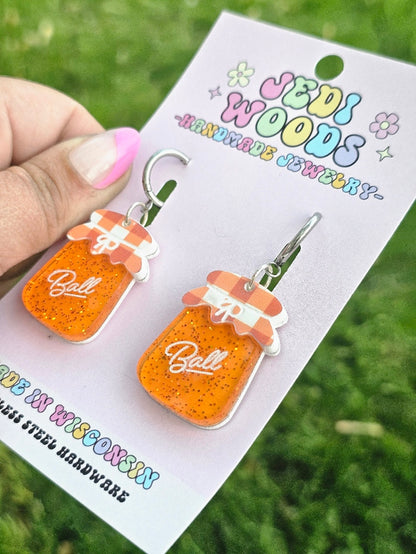 Orange Marmalade Jam Jar Earrings