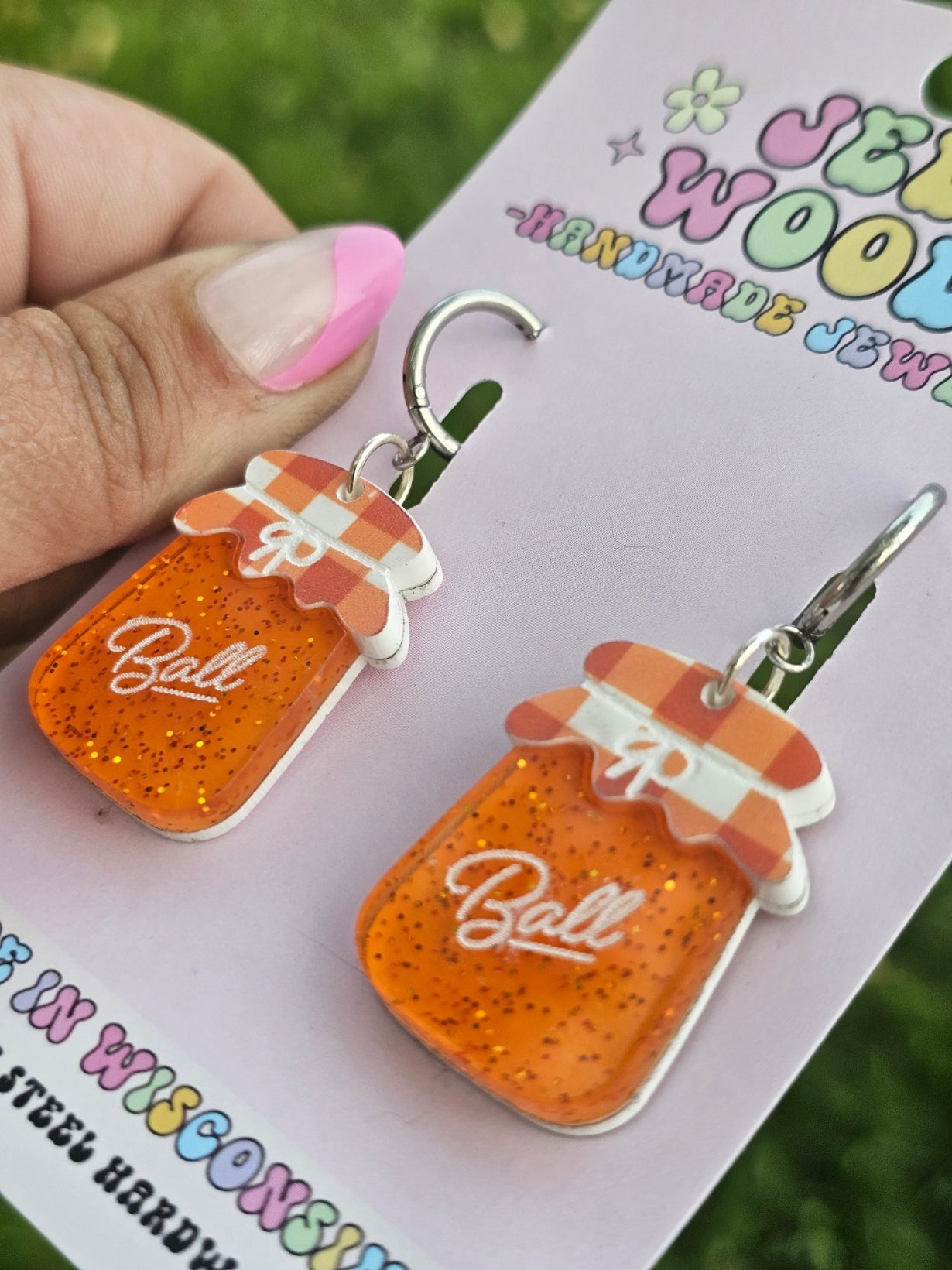 Orange Marmalade Jam Jar Earrings