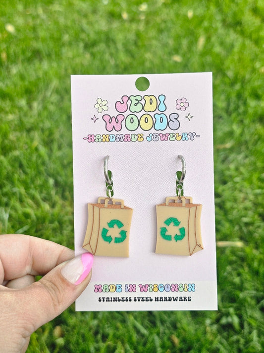 "Paper" Shopping Bag Earrings