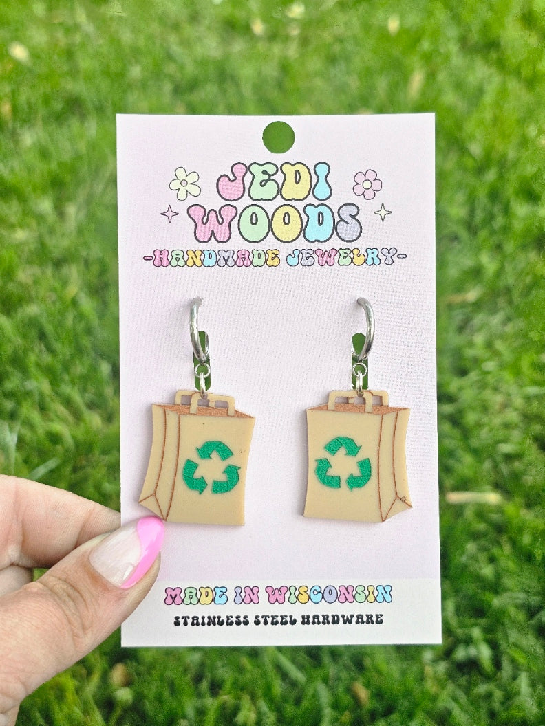 "Paper" Shopping Bag Earrings