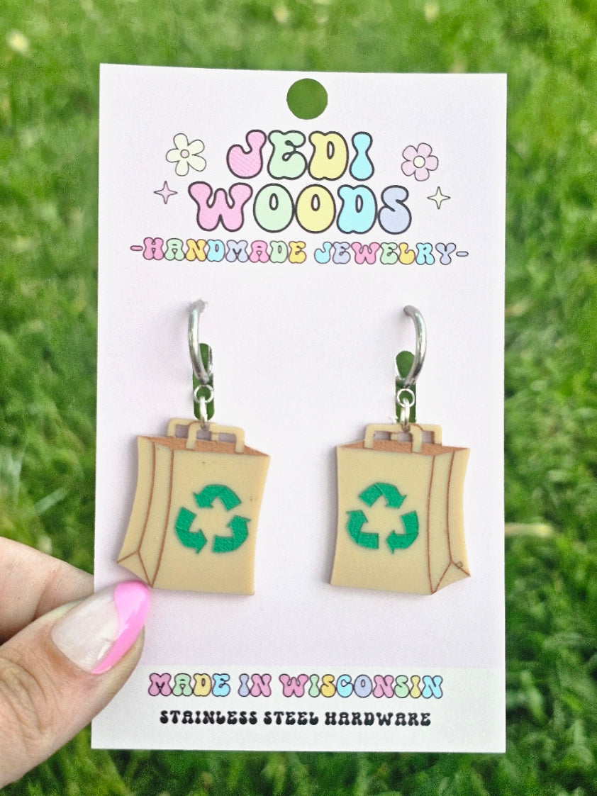 "Paper" Shopping Bag Earrings