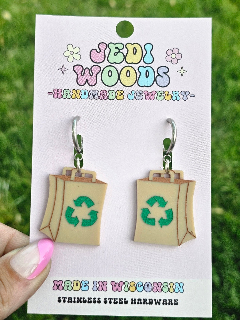 "Paper" Shopping Bag Earrings