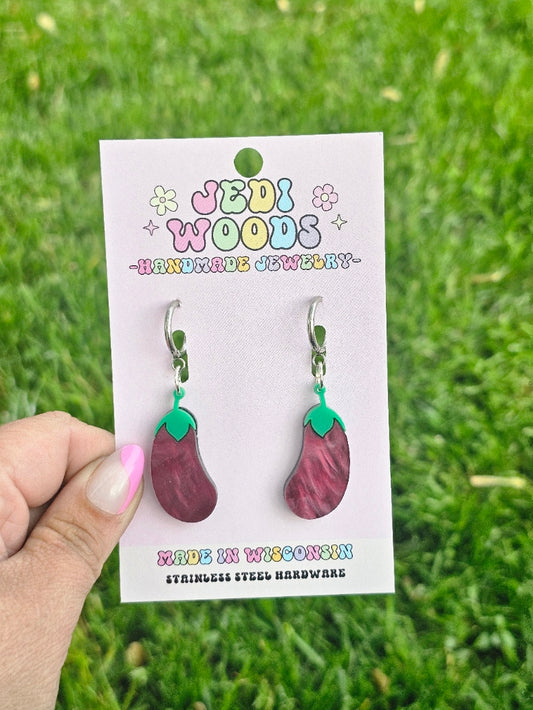 Purple Swirl Eggplant Earrings