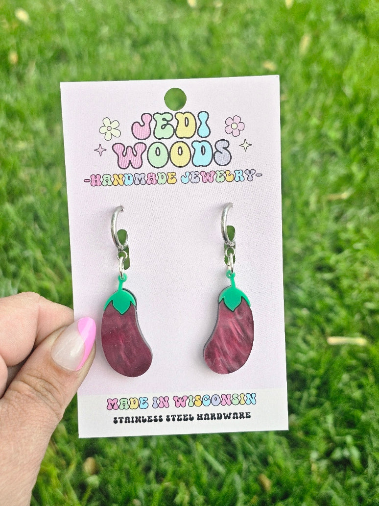 Purple Swirl Eggplant Earrings
