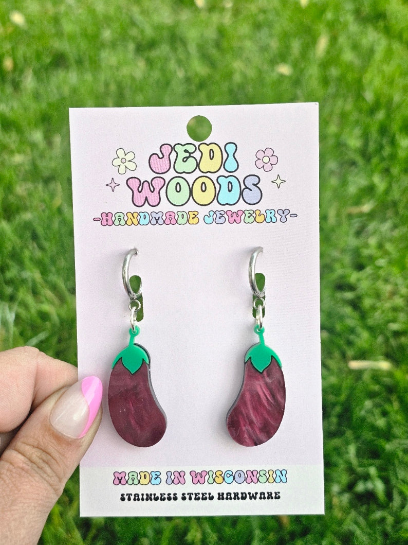 Purple Swirl Eggplant Earrings