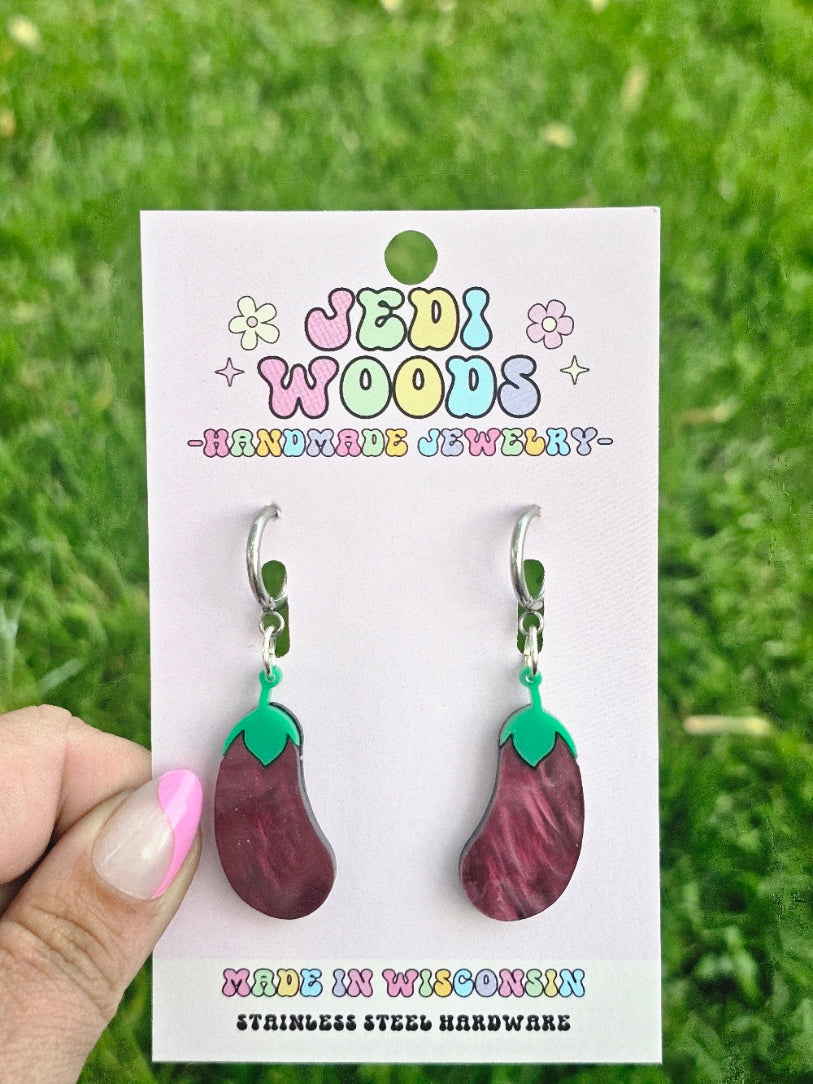 Purple Swirl Eggplant Earrings