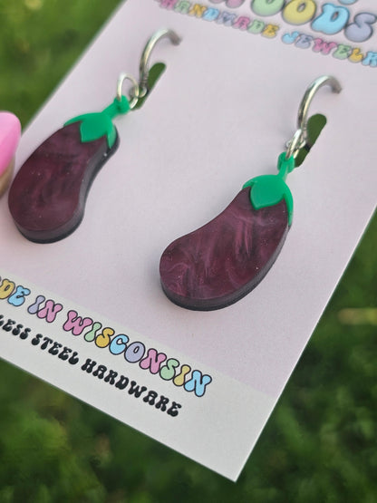 Purple Swirl Eggplant Earrings