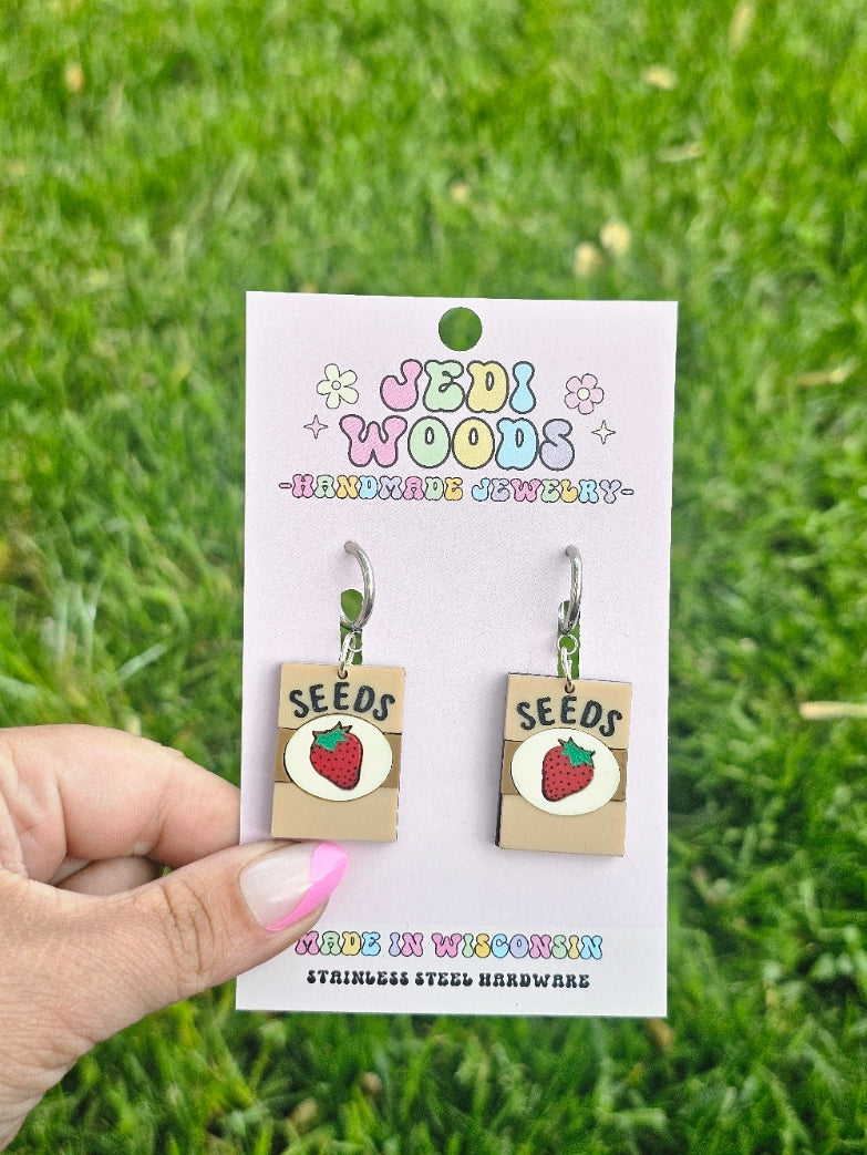 Strawberry Seed Packet Earrings