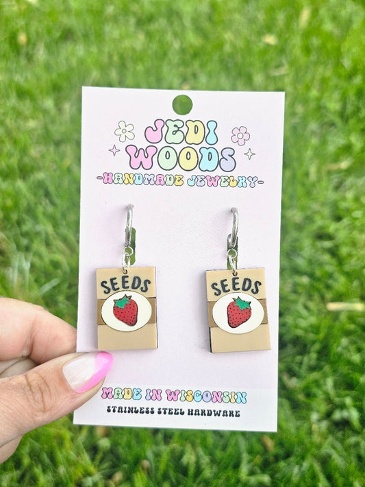 Strawberry Seed Packet Earrings