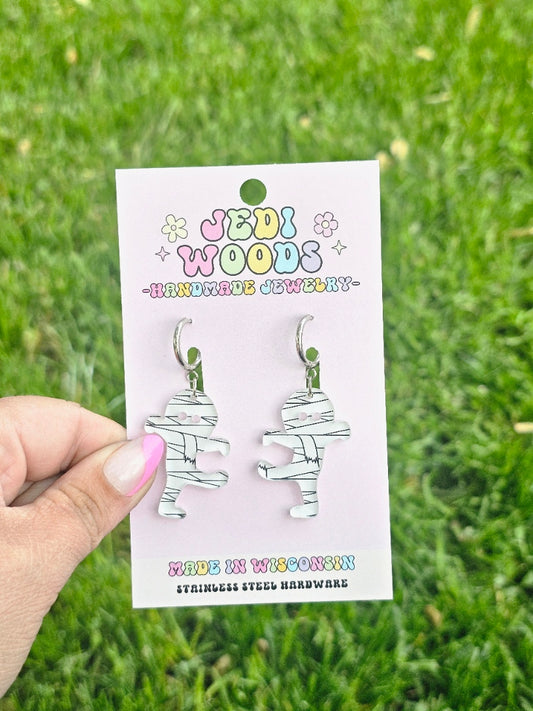 Walking Wrapped Mummy Earrings