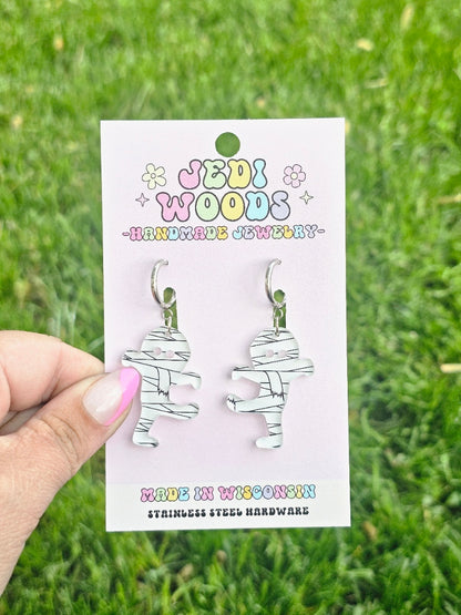 Walking Wrapped Mummy Earrings
